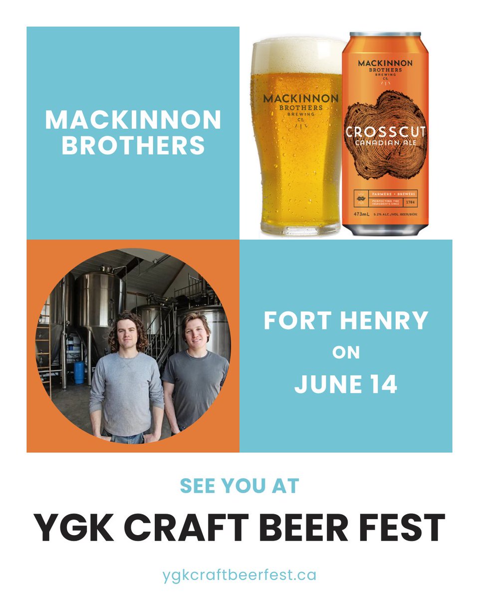 🌾 Farmers. Brewers. Local Legends. <a href="/MacKinnonBrew/">MacKinnon Brothers Brewing Co</a>
MacKinnon Brothers have been perfecting the ingredients since 1784. From a bicentennial farm to your fridge, they’re pouring cold beer &amp; big heart with us on June 14. 🍺 🎟️ Tickets on sale now at ygkcraftbeerfest.ca.
