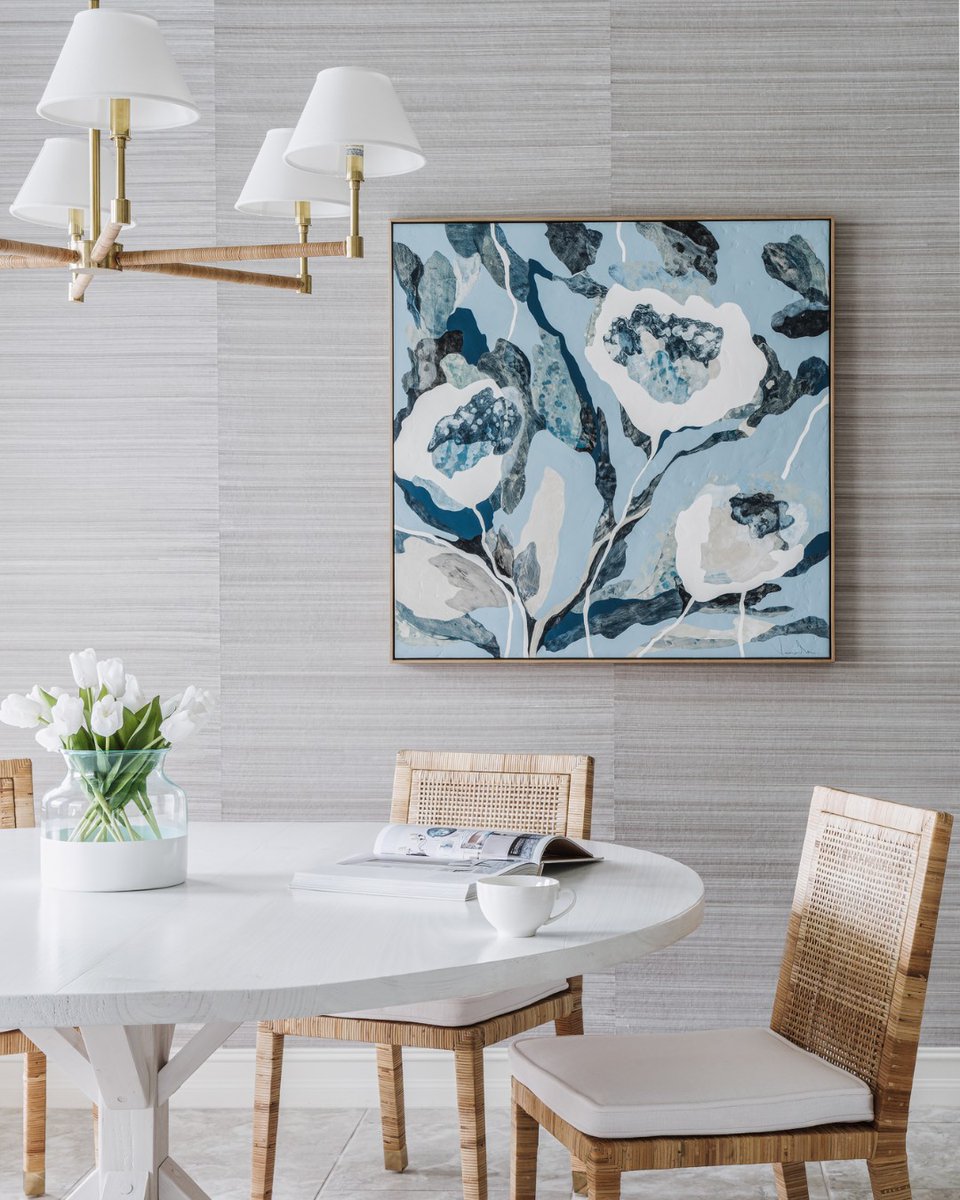 Sandra Asdourian Interiors elevates this dining room with the elegance of our Bermuda Hemp collection. From the warm pink sands to clear blue ocean, this grasscloth collection features natural, handwoven hemp that is laminated atop a selection of colored paper backings. Discover