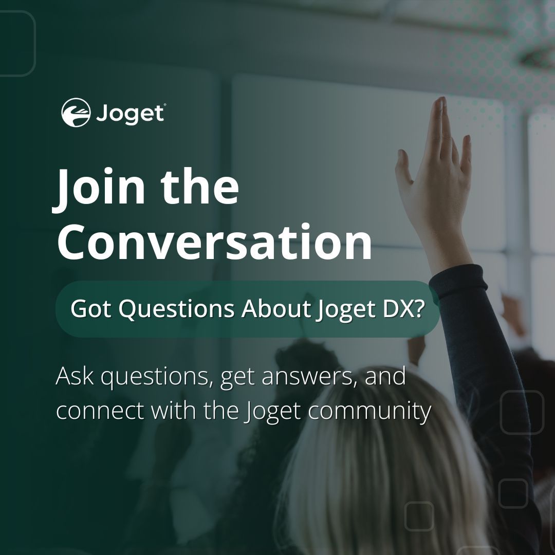 💡 New to Joget or a seasoned pro? 

Our Joget Community Q&amp;A is the perfect spot to ask questions, share your tips, and collaborate. Let's learn and grow together! dev.joget.org/community/ques…