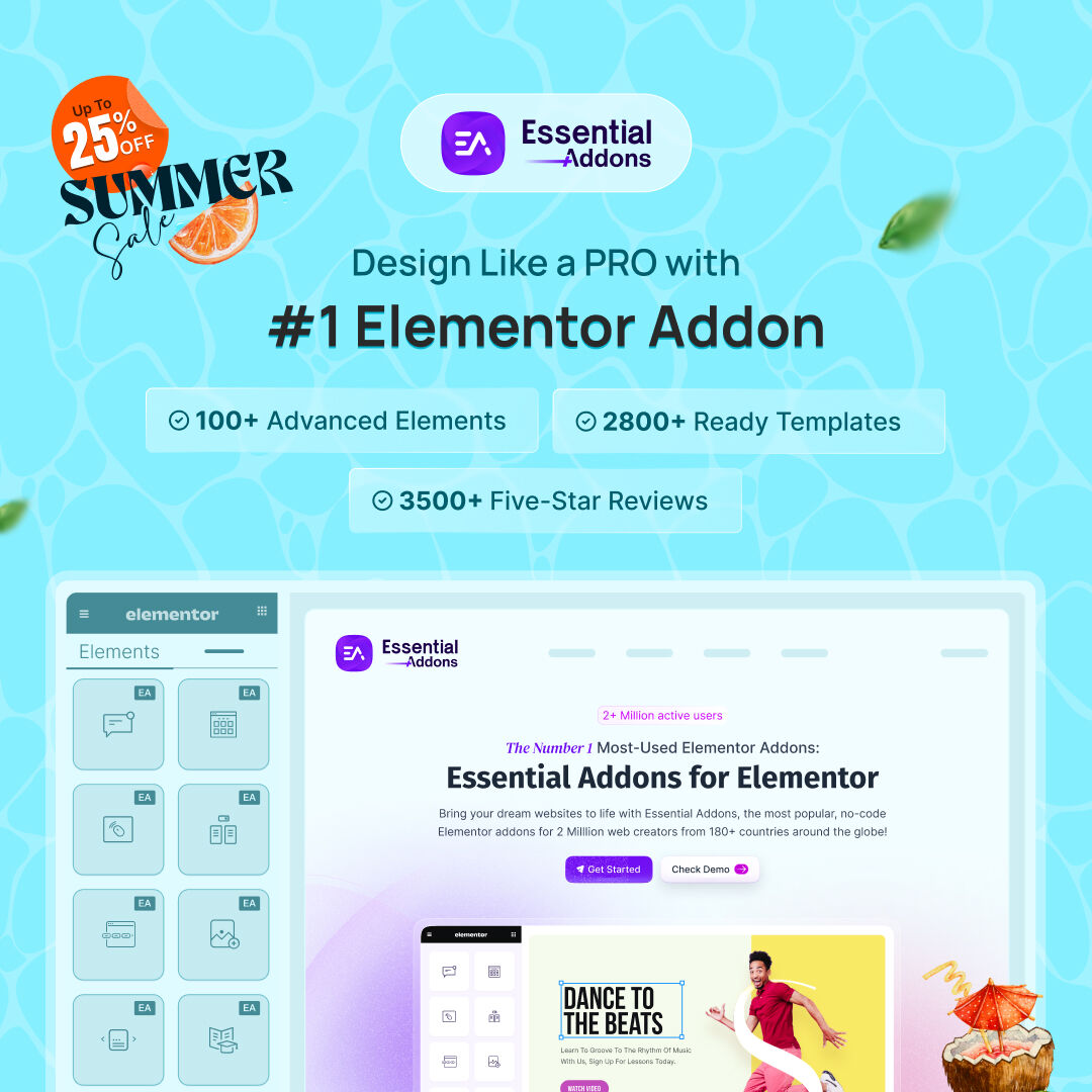 EssentialAddons's tweet image. 🔥 Build Beautiful Sites with #EssentialAddons — now UP TO 25% OFF!

Unlock 100+ creative widgets &amp;amp; extensions to help you design stunning pages without coding. Make web designing a breeze for you. 🚀 

Grab now: essential-addons.com/#pricing

#WPDeveloper #WordPress