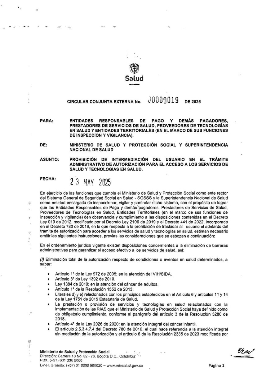 ElizbethCristi7's tweet photo. 🚨 ¡Compartan esto YA! Porque en Caracol y RCN no lo mostrarán…

Mis seguidores ya lo sabían: el Ministerio de Salud eliminó la exigencia de autorizaciones para acceder a servicios como:
🩺 Urgencias
🎗️ Cáncer (infantil y adulto)
🦠 VIH/SIDA
🛡️ Rutas Integrales (RIAS)
📊 Eventos priorizados por salud pública

❌ También prohíbe que las EPS impongan trámites engorrosos a los usuarios.
Gracias @GA_Jaramillo  @petrogustavo @RODOLFO27430917
