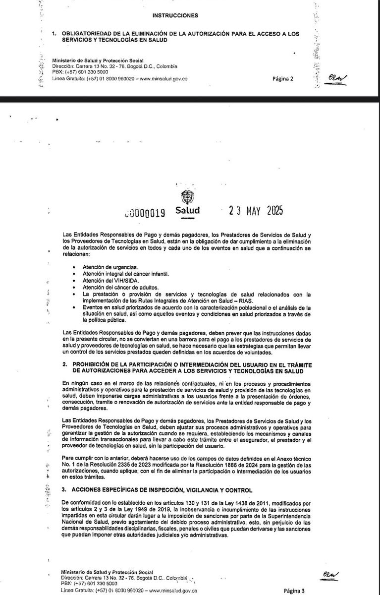 ElizbethCristi7's tweet photo. 🚨 ¡Compartan esto YA! Porque en Caracol y RCN no lo mostrarán…

Mis seguidores ya lo sabían: el Ministerio de Salud eliminó la exigencia de autorizaciones para acceder a servicios como:
🩺 Urgencias
🎗️ Cáncer (infantil y adulto)
🦠 VIH/SIDA
🛡️ Rutas Integrales (RIAS)
📊 Eventos priorizados por salud pública

❌ También prohíbe que las EPS impongan trámites engorrosos a los usuarios.
Gracias @GA_Jaramillo  @petrogustavo @RODOLFO27430917