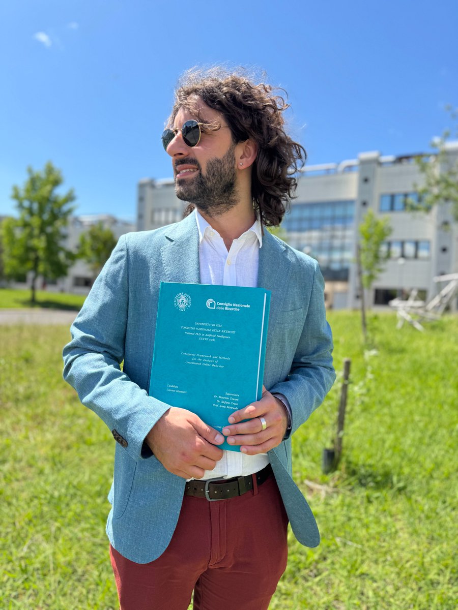 Lorenzo Mannocci (@lore_mannocci) on Twitter photo 🎓 I Did It! PhD Defense Completed 🎓
On May 15–16, I successfully defended my PhD! 🥳
The title of my thesis:
📘 "Conceptual Framework and Methods for the Analysis of Coordinated Online Behavior"
Thanks to my supervisors (<a href="/m_tesconi/">Maurizio Tesconi</a>,<a href="/s_cresci/">Stefano Cresci</a>, <a href="/annamonreale/">Anna Monreale</a>),<a href="/IITCNR/">Istituto di Informatica e Telematica CNR</a>,<a href="/Unipisa/">Università di Pisa</a> 🎓 I Did It! PhD Defense Completed 🎓
On May 15–16, I successfully defended my PhD! 🥳
The title of my thesis:
📘 "Conceptual Framework and Methods for the Analysis of Coordinated Online Behavior"
Thanks to my supervisors (<a href="/m_tesconi/">Maurizio Tesconi</a>,<a href="/s_cresci/">Stefano Cresci</a>, <a href="/annamonreale/">Anna Monreale</a>),<a href="/IITCNR/">Istituto di Informatica e Telematica CNR</a>,<a href="/Unipisa/">Università di Pisa</a>