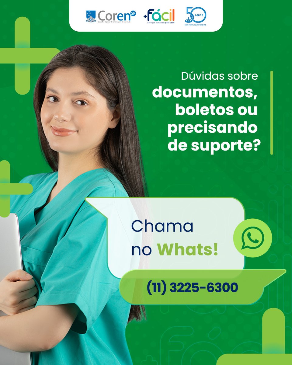 corensaopaulo's tweet image. Com o WhatsApp do Coren-SP, você resolve questões como atualização cadastral, informações de anuidade, envio de documentos e muito mais.

Atendimento humanizado e acessível,.

Salve o nosso contato: (11) 3225-6300

#corensp #somostodoscoren #enfermagem #valorização #saude