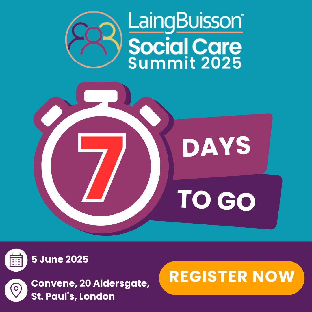 Only ONE WEEK until Social Care Summit 2025! ⏳

Designed to improve your sector decision-making, this summit features THREE dedicated streams, an impressive lineup of expert speakers and leading networking spaces. This offers you a unique opportunity to hear from sector leaders