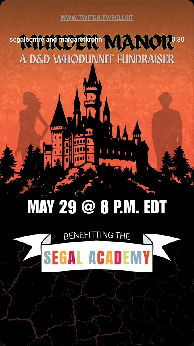 Roll4It π² (@roll4it) on Twitter photo REMINDER Murder Manor, a D&D whodunnit fundraiser is today!
Join the cast, including <a href="/CharleneBayer/">Charlene Bayer π³οΈβπ</a> <a href="/BDaveWalters/">Non-Ironically T.V.'s B. Dave Walters - EVERYWHERE</a>
<a href="/PlayKatiePlay/">KatiePetersPlays</a> <a href="/MargaretKrohn/">πΈπππππππ πΆππππ π±π</a>
and more!
π Watch live May 29 @ 8pm EDT
π‘π©Έ Twitch.tv/Roll4It
ππ½ Donate to affect the game: tiltify.com/@segal-centre-β¦ REMINDER Murder Manor, a D&D whodunnit fundraiser is today!
Join the cast, including <a href="/CharleneBayer/">Charlene Bayer π³οΈβπ</a> <a href="/BDaveWalters/">Non-Ironically T.V.'s B. Dave Walters - EVERYWHERE</a>
<a href="/PlayKatiePlay/">KatiePetersPlays</a> <a href="/MargaretKrohn/">πΈπππππππ πΆππππ π±π</a>
and more!
π Watch live May 29 @ 8pm EDT
π‘π©Έ Twitch.tv/Roll4It
ππ½ Donate to affect the game: tiltify.com/@segal-centre-β¦