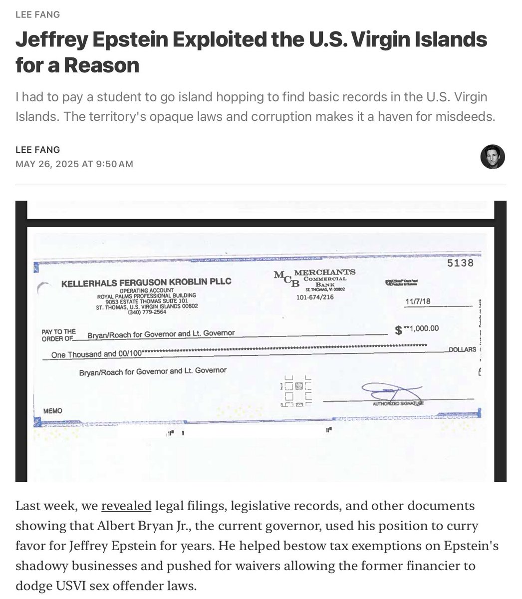 Not sure if Pam Bondi or the FBI is even actually investigating Jeffrey Epstein?

Well, at least investigative journalist Lee Fang is. <a href="/lhfang/">Lee Fang</a> 

👉🏼substack.com/@leefang/note/…