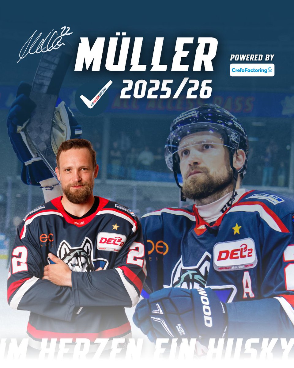 𝑺𝑰𝑮𝑵𝑬𝑫 🔙 | Marco Müller macht das Dutzend voll 🔵⚪

Wir freuen uns auf eine weitere Saison mit unserem "Eisenmülli"! 🦾

Zur Meldung ➡️ kassel-huskies.de/news/detail/mu… 🔗 

#rudelbildung #imHerzeneinHusky
📸 JMD Photographie