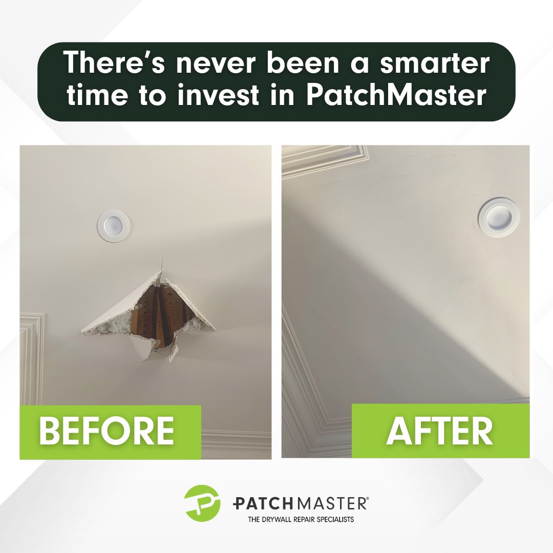 PatchMasterCorp's tweet image. Recession-resistant, no storefront, and a high-demand service. There’s never been a better time to invest in a PatchMaster Drywall Repair Franchise, visit PatchMasterOpportunity.com today. #FranchiseModel #HomeServiceSuccess #DrywallBusiness