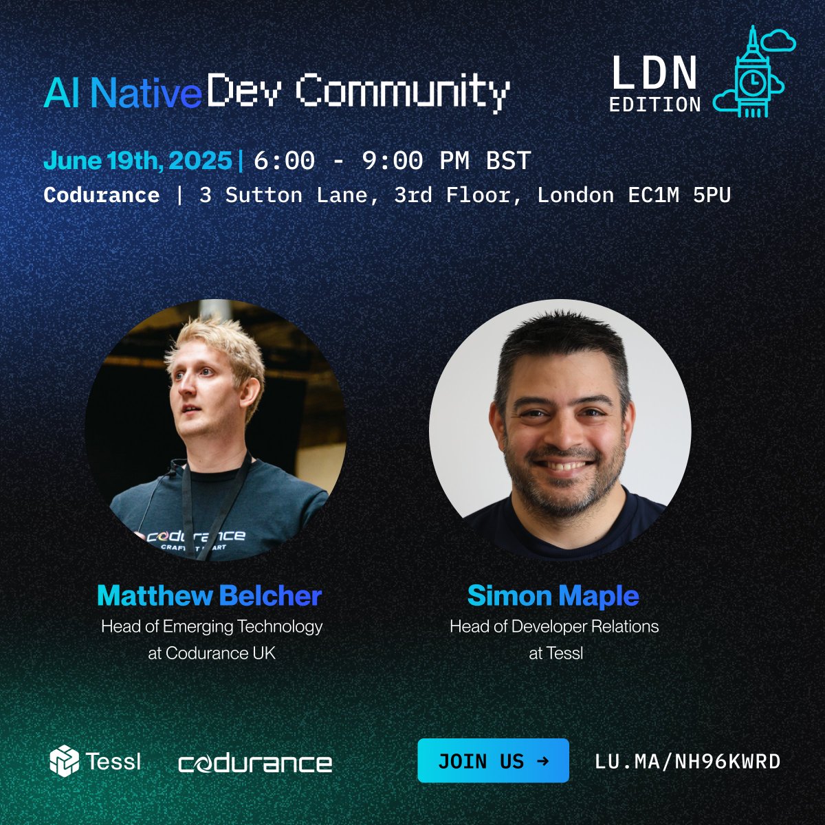 🚨 AI Native Dev is coming to London!

If you're building with AI, or building tools that help others do it, this meetup is for you. Real-world use cases, not just vibe coding.

🗓️ Thurs, June 19
📍 Codurance, Clerkenwell

#AINativeDev #LondonTech #AIDev #DeveloperMeetup