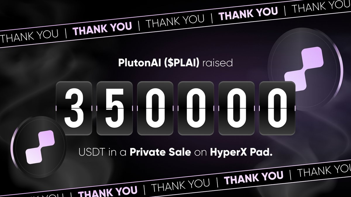 PlutonAI (@plutonaihq) on Twitter photo π₯ $PLAI just raised $350,000!
In a lightning-fast Private Sale on <a href="/hyperxpad/">HyperX Pad</a>, PlutonAI secured $350K in USDT β all thanks to our incredible community.
This is just the beginning.
AI is evolving. PlutonAI is leading. π§ π
#PlutonAI #PLAI #HyperXPad #AI #Web3 #Crypto π₯ $PLAI just raised $350,000!
In a lightning-fast Private Sale on <a href="/hyperxpad/">HyperX Pad</a>, PlutonAI secured $350K in USDT β all thanks to our incredible community.
This is just the beginning.
AI is evolving. PlutonAI is leading. π§ π
#PlutonAI #PLAI #HyperXPad #AI #Web3 #Crypto