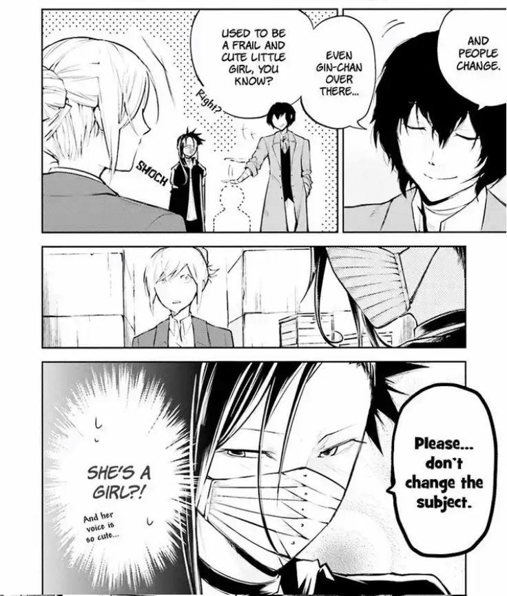 bluemoonietxt's tweet photo. bsd tryna set higuchi up with the wrong akutagawa https://t.co/Y3rhpaWa8c
