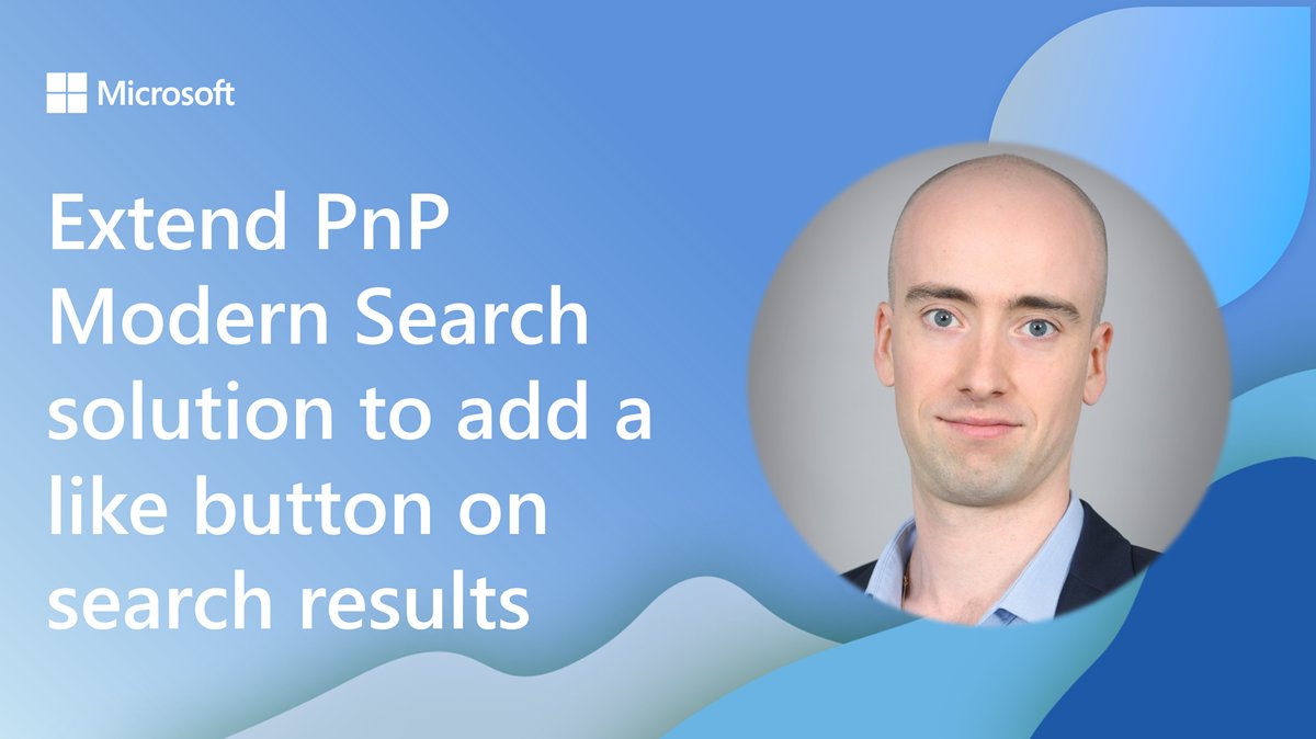 Microsoft SharePoint (@sharepoint) on Twitter photo π‘ Extend PnP Modern Search to add a like button on search results!
Let <a href="/aimery_thomas/">Aimery Thomas π²π«</a> show you how to enhance SharePoint search with a custom like feature.
πΊ Watch the demo here β msft.it/6016quO3Y
#sharepoint #spfx #microsoft365dev #enterprisesearch #microsoftsearch π‘ Extend PnP Modern Search to add a like button on search results!
Let <a href="/aimery_thomas/">Aimery Thomas π²π«</a> show you how to enhance SharePoint search with a custom like feature.
πΊ Watch the demo here β msft.it/6016quO3Y
#sharepoint #spfx #microsoft365dev #enterprisesearch #microsoftsearch