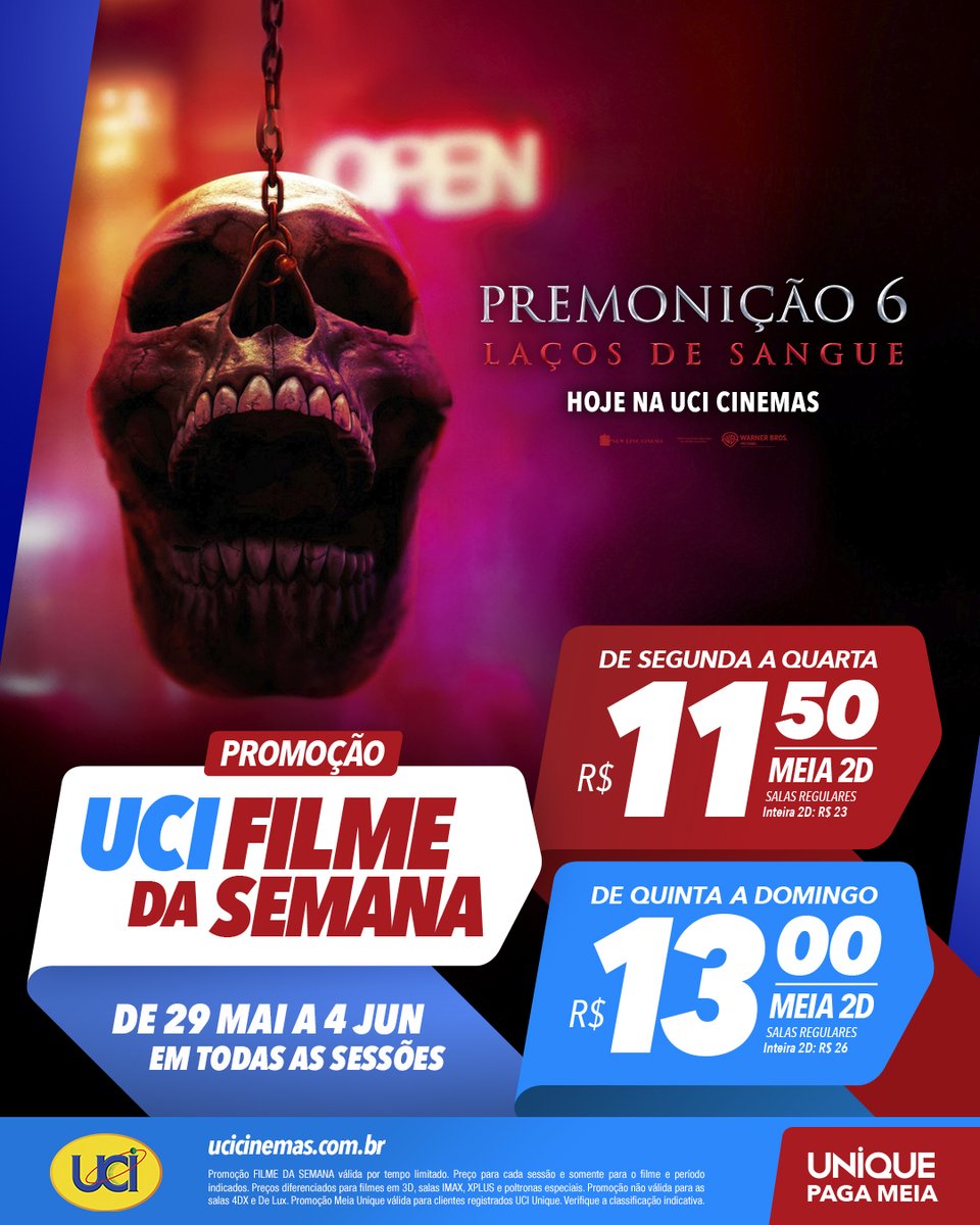 Preparados para desbloquear novos traumas? #Premonição6: Laços de Sangue é o #FilmeDaSemana na UCI! 🖤💀

Garanta seu ingresso com esse precinho especial.