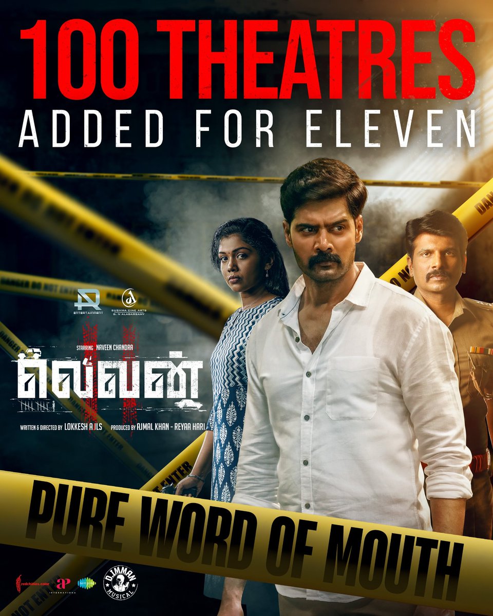 AR Entertainment (@arentertainoffl) on Twitter photo Eleven's turning up the heat🔥100 new theatres added🤩
<a href="/Naveenc212/">Actor Naveen Chandra</a> <a href="/ARentertainoffl/">AR Entertainment</a> <a href="/SushmaCineArts/">Sushma Cine Arts</a> <a href="/lokeshajls/">Lokkesh Ajls</a> <a href="/immancomposer/">D.IMMAN</a> <a href="/actressReyaa/">Reyaa</a> <a href="/abhiramiact/">Abhirami</a> <a href="/Riythvika/">Riythvika✨</a> <a href="/ActorDileepan/">Dileepan</a> @actorshashank <a href="/karthikisc/">KARTHIK DOP</a> <a href="/srikanth_nb/">EditorSrikanthNB</a> <a href="/saregamasouth/">Saregama South</a> <a href="/onlynikil/">Nikil Murukan</a> Eleven's turning up the heat🔥100 new theatres added🤩
<a href="/Naveenc212/">Actor Naveen Chandra</a> <a href="/ARentertainoffl/">AR Entertainment</a> <a href="/SushmaCineArts/">Sushma Cine Arts</a> <a href="/lokeshajls/">Lokkesh Ajls</a> <a href="/immancomposer/">D.IMMAN</a> <a href="/actressReyaa/">Reyaa</a> <a href="/abhiramiact/">Abhirami</a> <a href="/Riythvika/">Riythvika✨</a> <a href="/ActorDileepan/">Dileepan</a> @actorshashank <a href="/karthikisc/">KARTHIK DOP</a> <a href="/srikanth_nb/">EditorSrikanthNB</a> <a href="/saregamasouth/">Saregama South</a> <a href="/onlynikil/">Nikil Murukan</a>