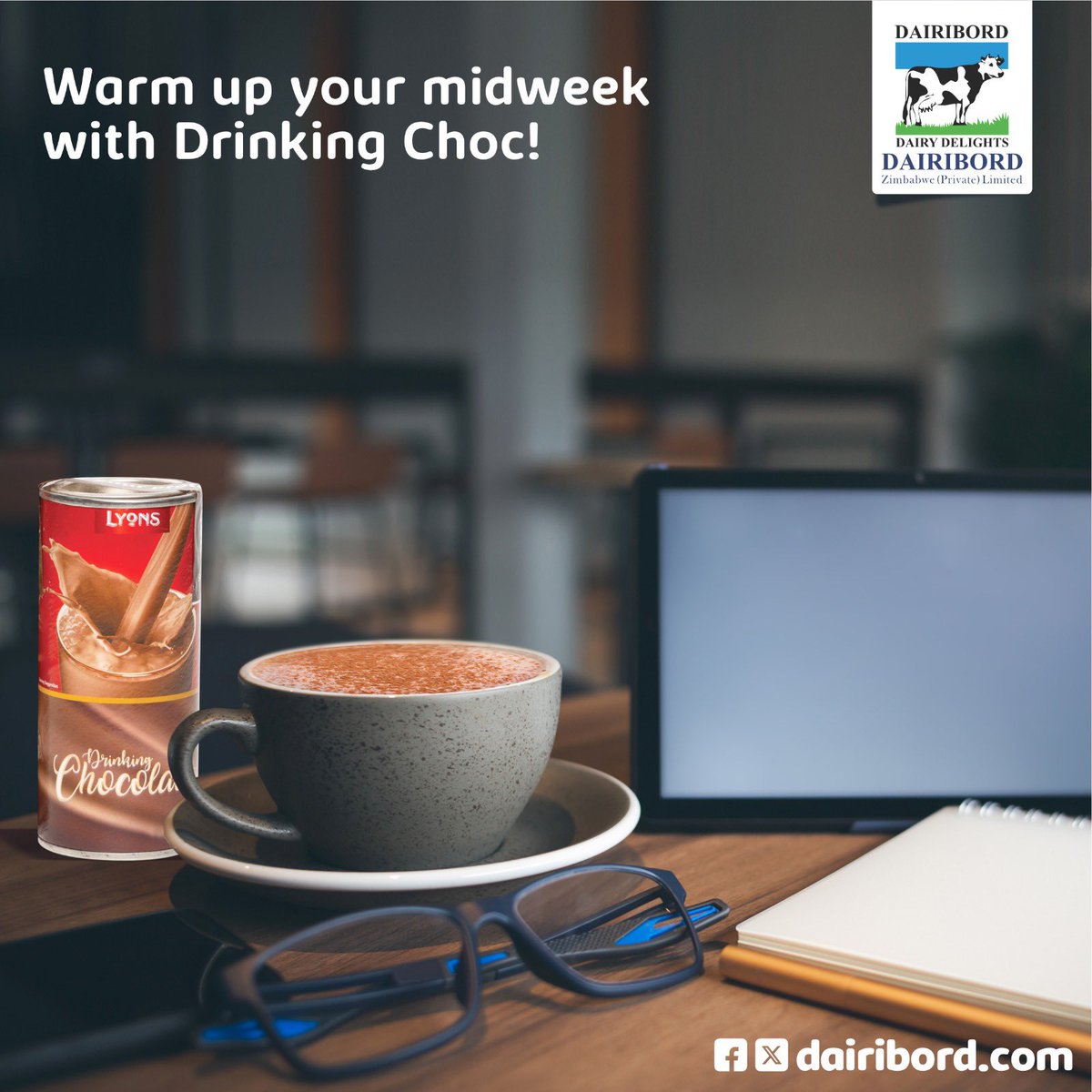 Midweek feels better with a little chocolate comfort.  Drinking Choc is the perfect pick-me-up — rich, smooth and ready to warm your day. How do you enjoy yours — steaming hot or refreshingly cold?
#DrinkingChoc #Dairibord