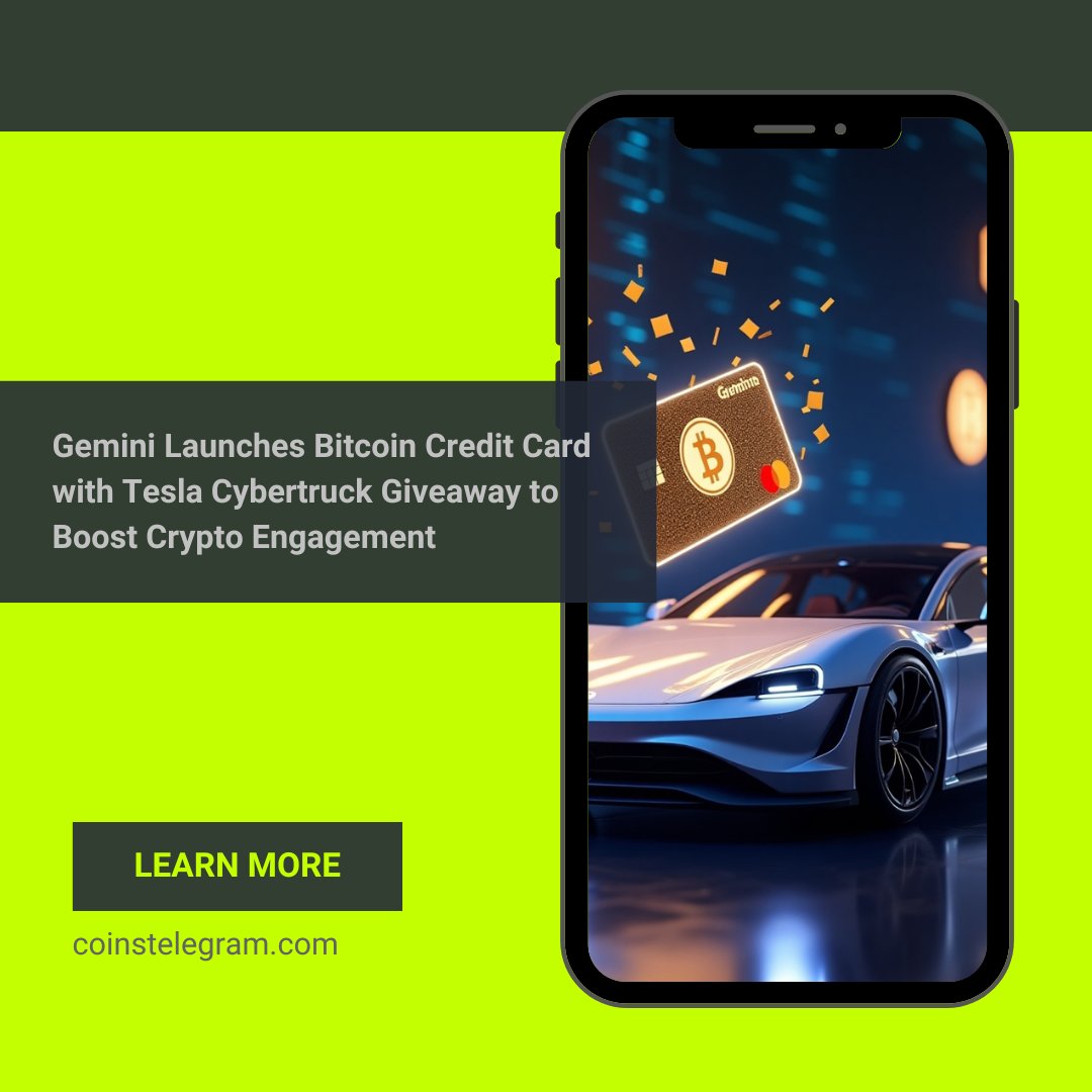 Coinstelegram1's tweet photo. 🚀 Gemini drops Bitcoin Credit Card with a Tesla Cybertruck giveaway! Swipe, earn BTC, and maybe drive off in style. ⚡🚗💳 #Gemini #BitcoinCard #Cybertruck #CryptoRewards #BTC #Web3
https://t.co/0ML1eiMPao https://t.co/FD7RZDerHs