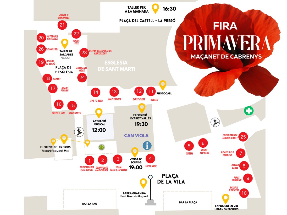 Carai! Quin goig de jornada, veritat? 😍 

Us compartim el plànol de la jornada, perquè no us perdeu en el nostre grandiós poble, Maçanet de Cabrenys.

Us esperem aquest dissabte amb els braços oberts! ❤️🌹