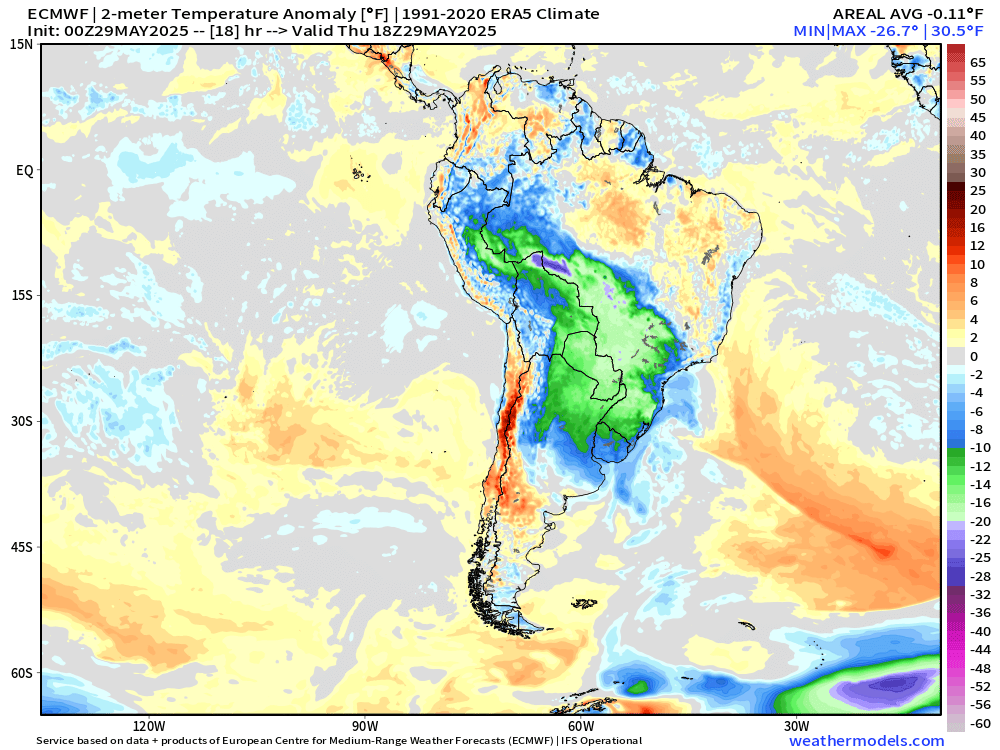 RyanWeather's tweet photo. Not everyday you see a cold front draw on the map in South America at 6°S latitude into the Amazon Rain Forest. 

Antarctica origin air from days back finally makes its way to the Equator. https://t.co/YPAsmIr3sq