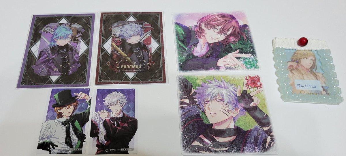 w26928's tweet photo. 【交換】うたプリ QUARTET NIGHT TABOO NIGHT XXXX カルナイ タブナイ タブキス ビジュカ オリショ 映画 特典

譲）ビジュカ：藍・蘭丸
フェア特典：嶺二・蘭丸
入場者特典コースター：嶺二・蘭丸

求）同種カミュ

→ https://t.co/kTeSk1w9jI