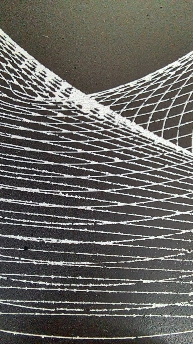 YKranidiotis's tweet photo. There is a significant difference in the clarity of the etched lines depending on the type of paint applied to the plastic surface.
#PlotterArt #GenerativeArt #ExperimentalArt #ArtProcess #MachineArt #DigitalArt #CreativeCoding #ContemporaryArt #NewMediaArt #ArtVideo #AbstractArt https://t.co/L9pw0zJxrY