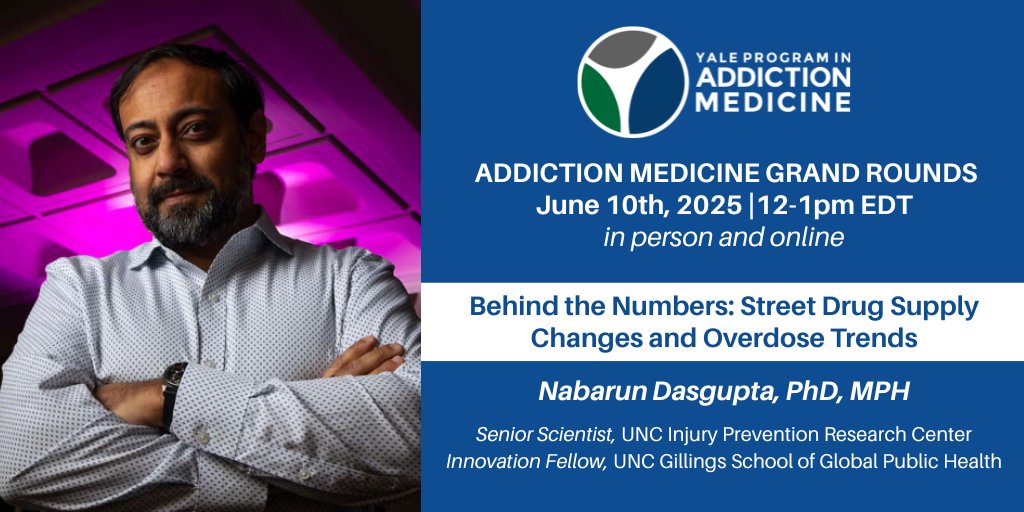 Yale Program in Addiction Medicine (@yaleadm) on Twitter photo Thanks all who joined us this week for addiction medicine grand rounds with Edwin Salsitz, MD! We hope to see you again in June when we'll welcome Nabarun Dasgupta, PhD, MPH for a hybrid session!
🔗medicine.yale.edu/internal-medic…
cc: <a href="/YaleMed/">Yale School of Medicine</a> <a href="/YaleSPH/">Yale School of Public Health</a> <a href="/UNC_IPRC/">UNC Injury Prevention Research Center</a> <a href="/UNCpublichealth/">UNC Public Health</a> Thanks all who joined us this week for addiction medicine grand rounds with Edwin Salsitz, MD! We hope to see you again in June when we'll welcome Nabarun Dasgupta, PhD, MPH for a hybrid session!
🔗medicine.yale.edu/internal-medic…
cc: <a href="/YaleMed/">Yale School of Medicine</a> <a href="/YaleSPH/">Yale School of Public Health</a> <a href="/UNC_IPRC/">UNC Injury Prevention Research Center</a> <a href="/UNCpublichealth/">UNC Public Health</a>