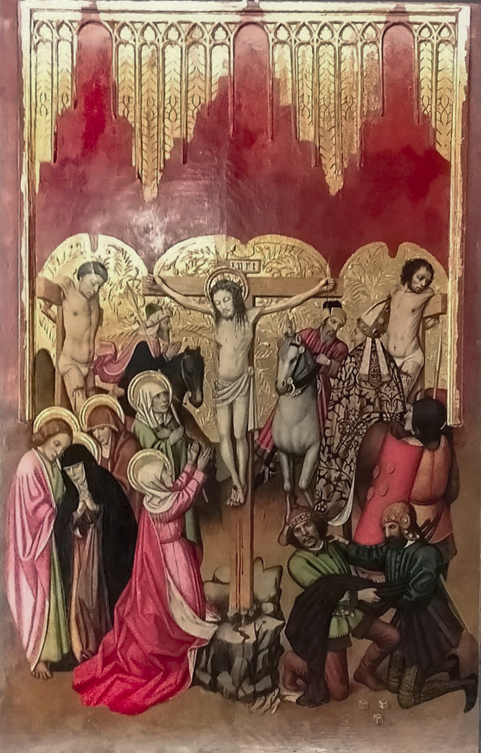 És una meravella fixar-se en els detalls de la la taula de la Crucifixió del retaule de Sant Miquel de l'Església del Pi de Barcelona, obra de Jaume Huguet. El podeu veure a l'exposició permanent del Museu, "De Jaume Huguet a Robert Gerhard: l'aportació de Valls al mónde l'Art".