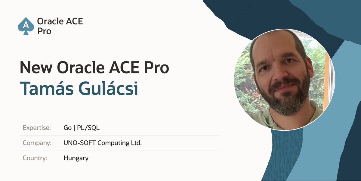 Welcome to the community, Tamás Gulácsi! 🤩 🎉 ♠️ 

Tamás is an experienced interface engineer, and he has been working with Oracle DB since v8, Oracle Forms since v6, and with Go from v1.0.
He's a contributor to several Oracle Golang drivers: goracle, rana/ora, and now
