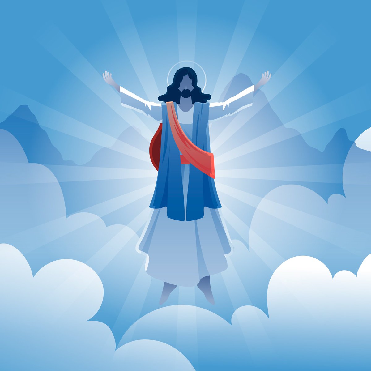 🌤️ Fête de l’Ascension du Christ 🌤️
Tandis qu’il les bénissait, il se sépara d’eux et fut enlevé au ciel. (Luc 24, 51)

Aujourd’hui, nous célébrons l’Ascension de Jésus-Christ 🙌, élevé dans la gloire auprès du Père. Ce n’est pas un adieu, mais une promesse d’amour éternel 💖.