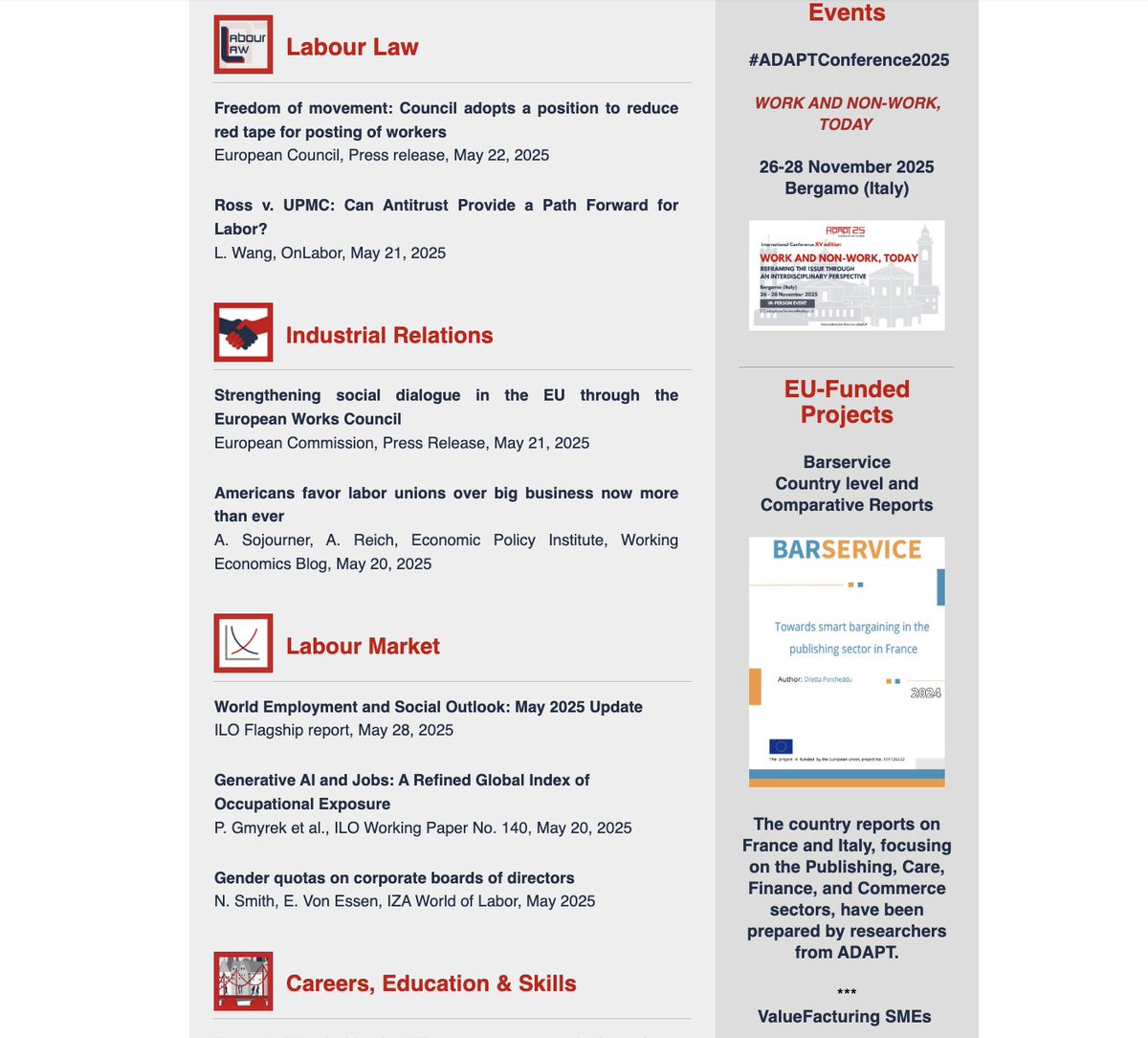 🚀 The new issue of the ADAPT International Bulletin is out!
Insights on labour law, social dialogue, mental health, digitalisation &amp; more 🧠💼
Explore the latest research, policies &amp; trends shaping the world of work 🌍📊
🔗 mailchi.mp/adapt/adapt-in…