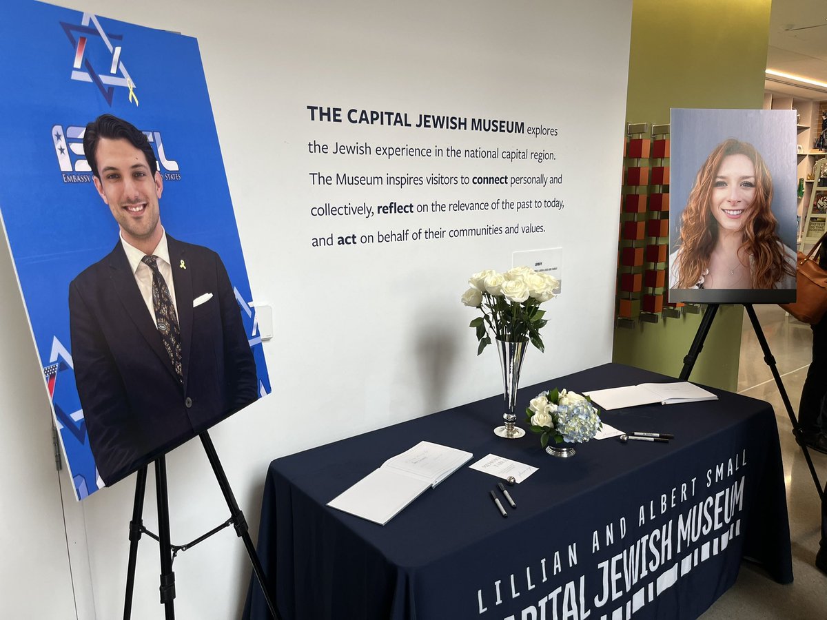 jquynhreports's tweet image. Capital Jewish Museum reopens today a week after the shooting that killed two Israeli staffers, Yaron Lischinsky and Sarah Milgrim. Starting in just a few minutes a ceremony to honor victims ahead of opening at noon.