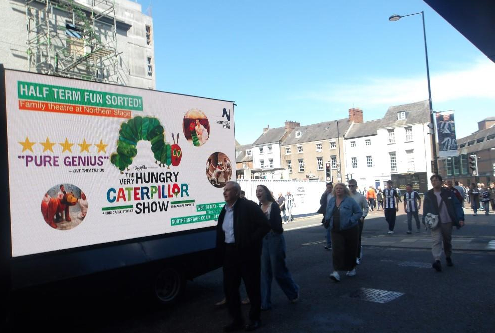 AdsDirectLtd's tweet image. Our glorious #digivan put on a fine performance for @northern_stage at a recent @nufc match. Email us and get your message seen in front of #footballfans &amp;amp; #shoppers next season- digivan@adsdirect.org.uk We cover all #football or #rugby #stadiums and #concertarenas in the #uk