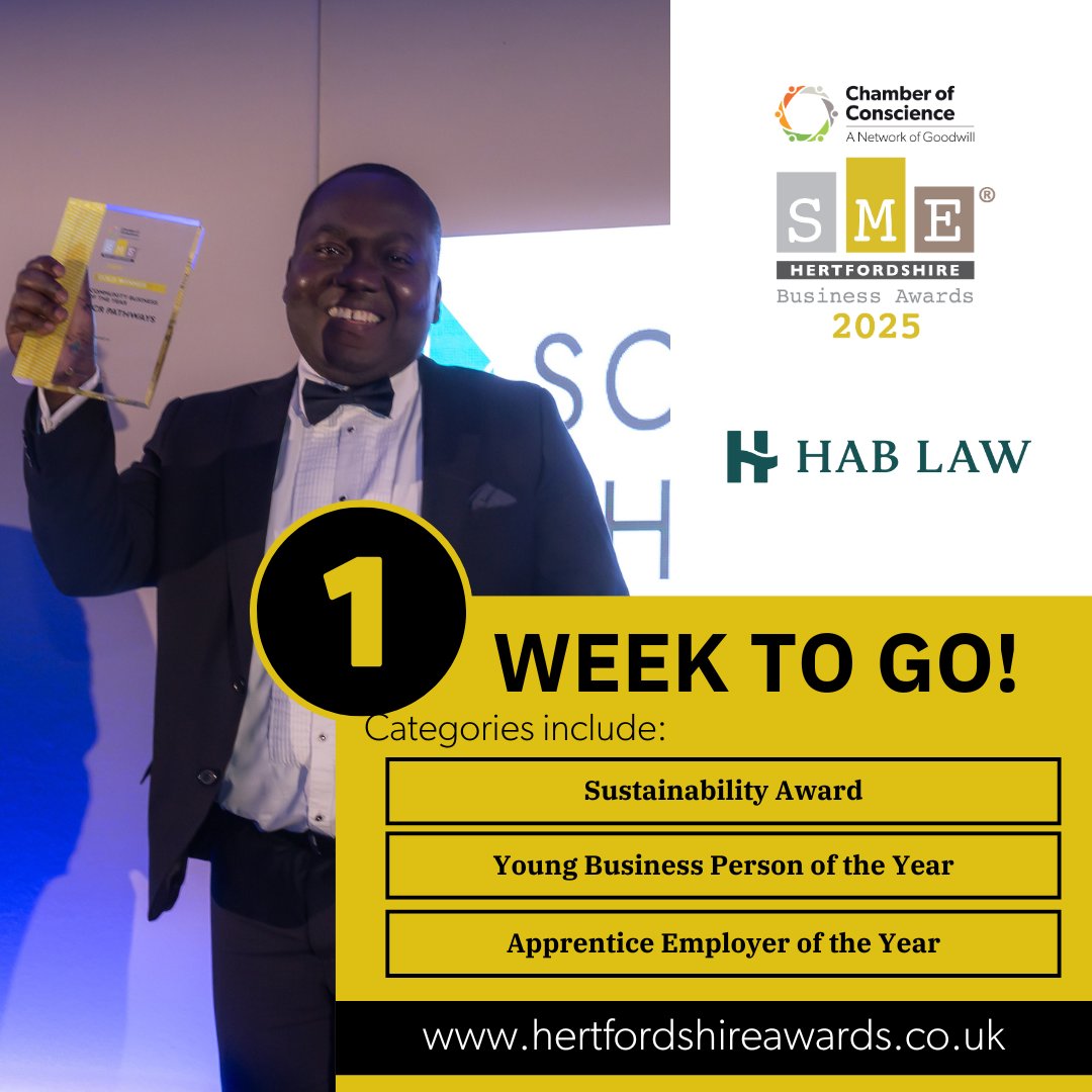 🥳 The SME Hertfordshire Business Awards provide an excellent opportunity for any SME in the county to enhance their visibility, credibility, and celebrate excellence!

DON’T miss out, enter TODAY 👉 tinyurl.com/4wsm8ftz 

Join our workshop HERE  👉 tinyurl.com/396cxkvy