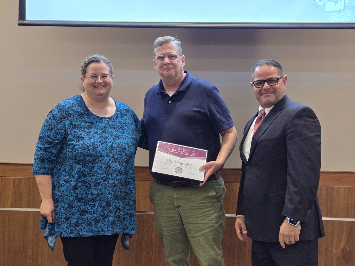 🎉 Congrats to Dr. Chris Libby, recipient of the John McCallum Excellence in Teaching Award! 👏 Announced by President Joe Parisi at MVC’s Faculty &amp; Staff Recognition Dinner. Thank you for your dedication! 💜📚 #MVCVikings #ExcellenceInTeaching #FacultySpotlight
