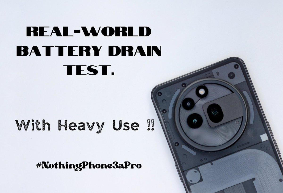 KuldeepXDas's tweet photo. From day 1, I have been using the #NothingPhone3aPro heavily,and the battery life has genuinely impressed me.🔋
After a full charge,I took it through a real-world close to heavy use test with Mobile Data + Hotspot ON the whole time.👀
Here’s how it performed (1/2)👇🏼
#Batterytest https://t.co/IOGezg1JoS