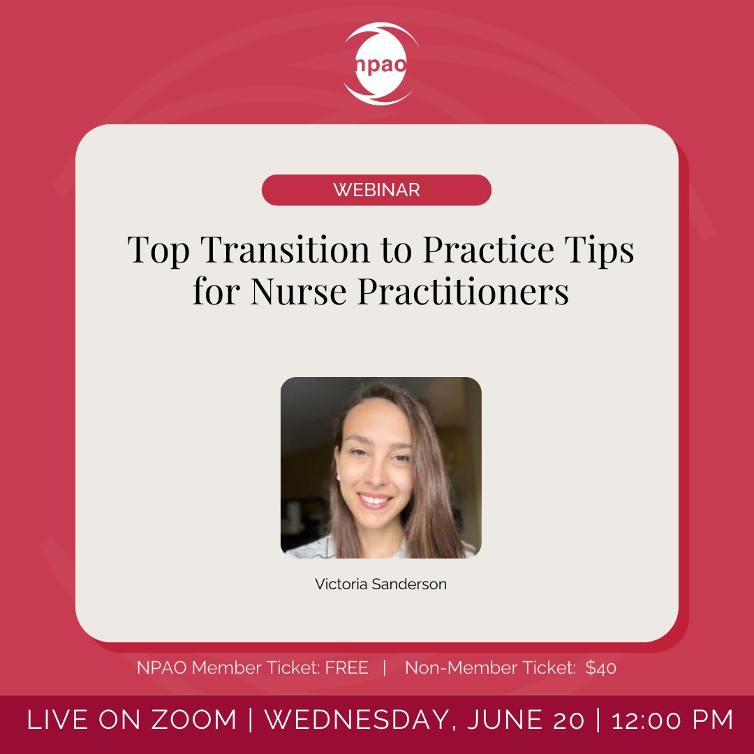 Join us June 20 at 12PM and learn Top Transition to Practice Tips for Nurse Practitioners from NPs who’ve been there. 

Whether you're a student or a new NP, join us for practical tips I wish I knew as a new grad! We'll cover managing imposter syndrome, tackling inbox overload,