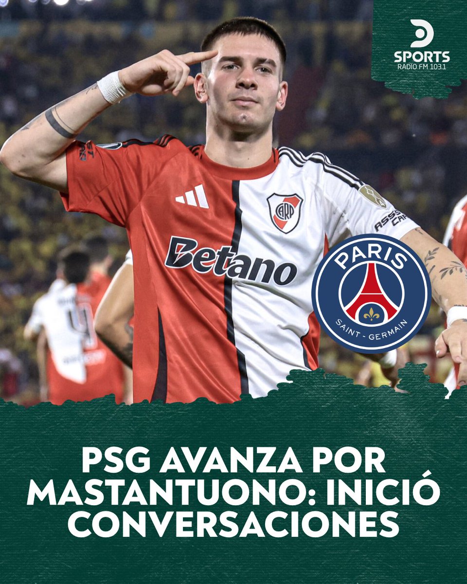 ¿PSG SE LLEVA A MASTANTUONO? 💣

El equipo francés inició conversaciones con el entorno de la joya de River y manifestó su interés por ficharlo ⚠️

Lo escuchaste en #NoVeoLaHora por DSPORTS Radio FM 103.1, #ElSonidoDelDeporte 📻