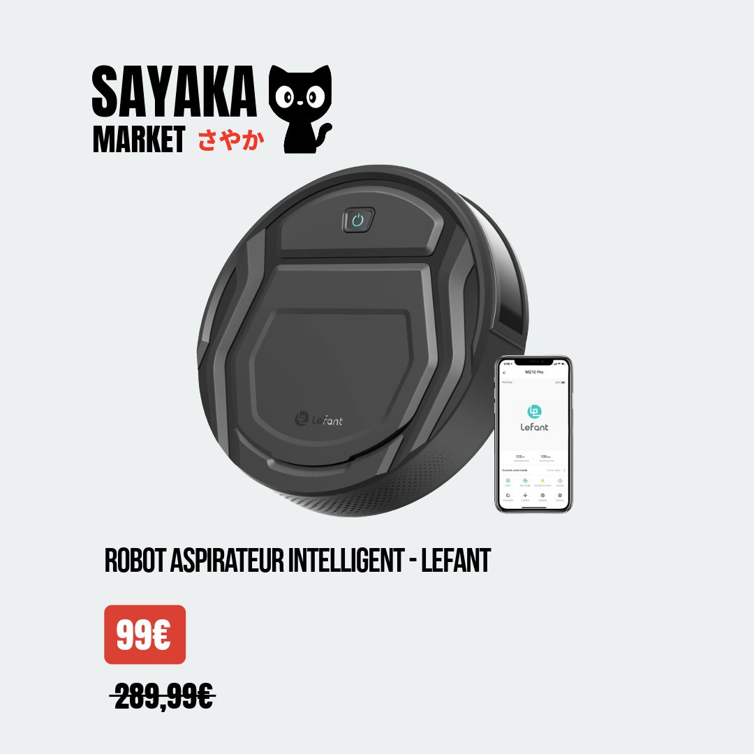 SayakaMarket_FR's tweet image. 🔥 Robot Aspirateur Intelligent Lefant à -66% 😱 

⏳ Promo limitée ⏳

Foncez ! ➡️ sayakamarket.com/fr/p/25090 

#bonplan #promos #bonplantech #bonplanshopping #hightechfrance #bonplanshoppingparis #gadgetlovers #promotech #frenchtech #robotaspirateur #aspirateurintelligent #lefant…