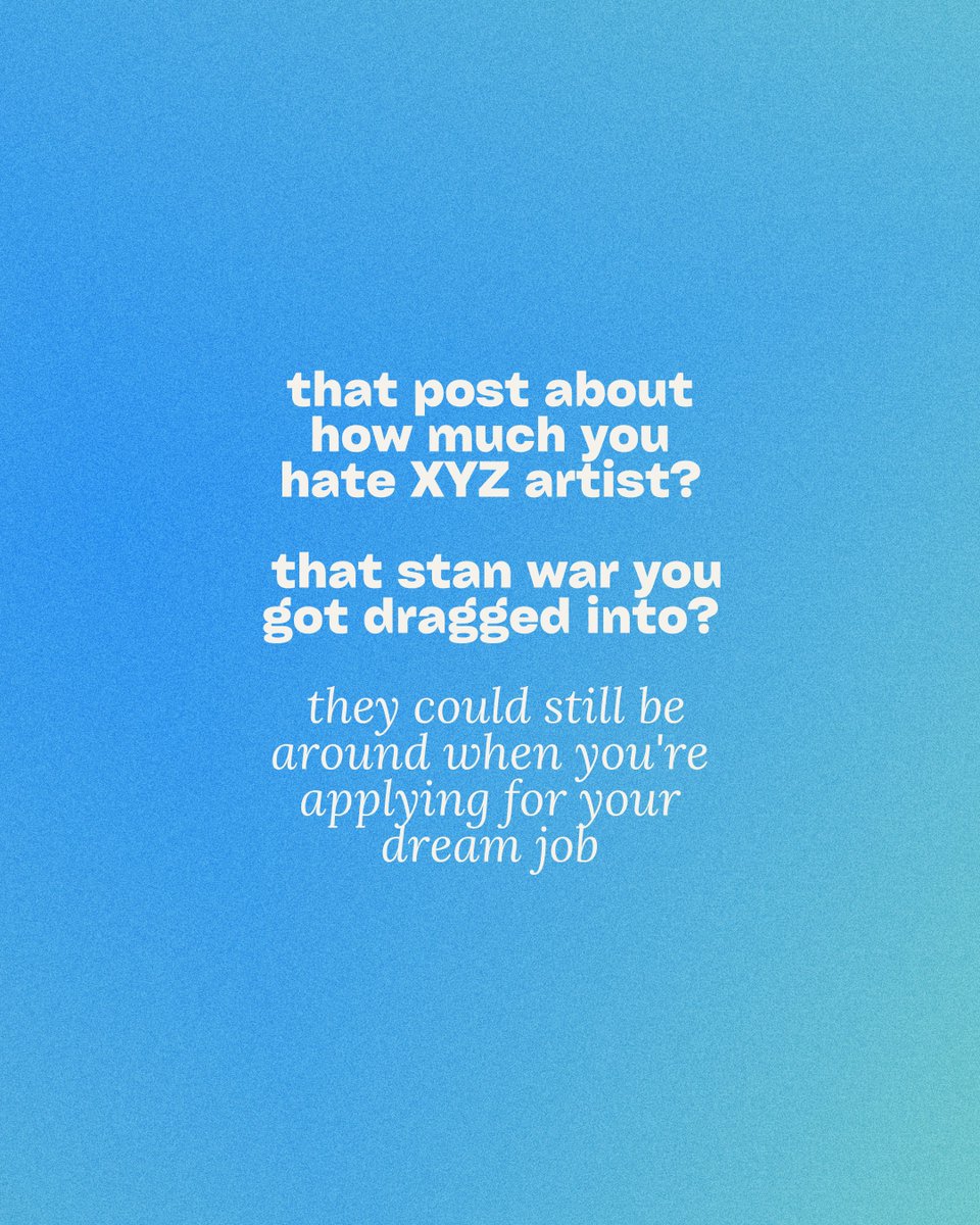 Basically: if you wouldn’t want it on a slideshow behind you in a job interview, maybe don’t tweet it 🫢

Yes, people really are getting hired off the TL. Yes, you can still have opinions. No, you don’t have to turn into a LinkedIn robot.

But before you post, ask yourself:
⭐️