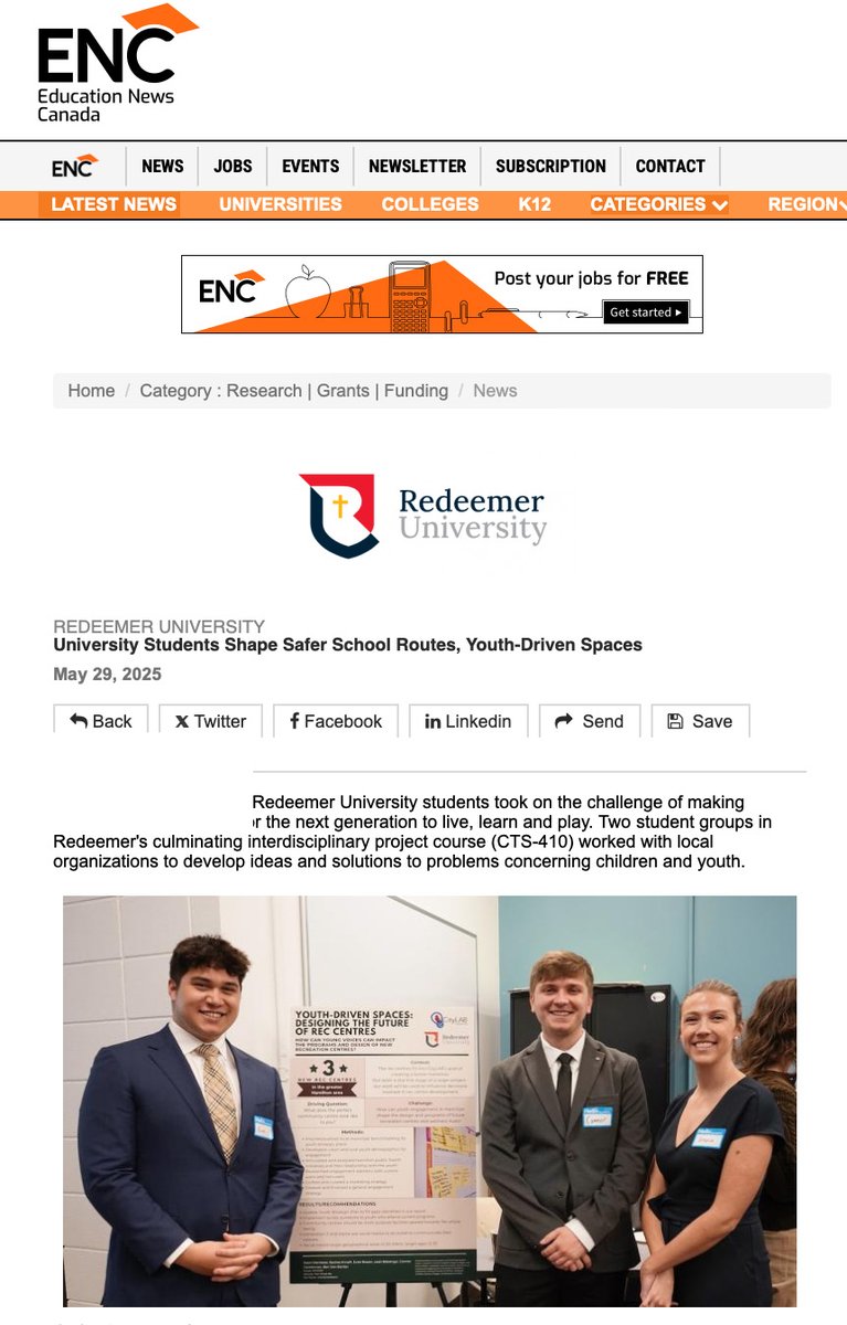 Grateful to see the work that was done by Redeemer Capstone students featured in Education News Canada. 

Read the full Resound story here: bit.ly/3ZtVJcX.