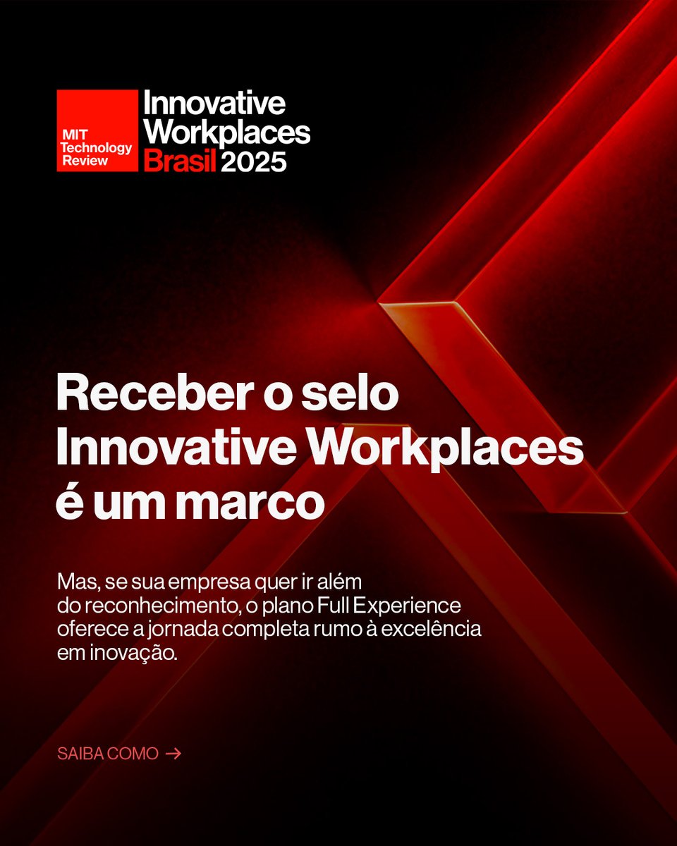 Quer ir além do reconhecimento?

O plano Full Experience do Innovative Workplaces 2025 entrega análise, suporte e inteligência estratégica com a chancela da MIT Technology Review Brasil.

Inscreva-se e descubra como sua empresa pode evoluir com dados: rd.mittechreview.com.br/innovative_wor…