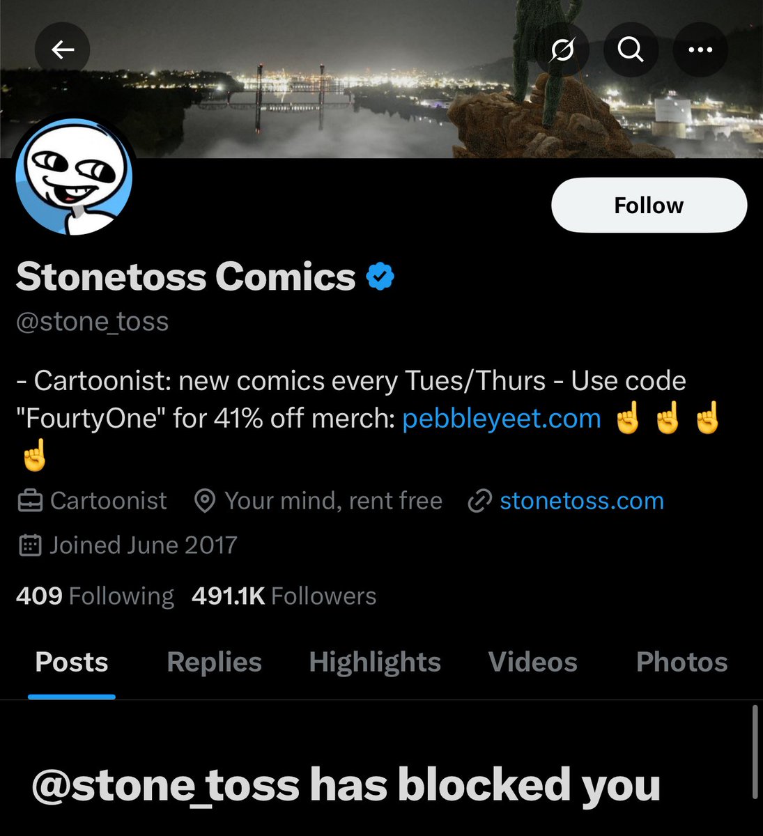 If you still follow Stonetoss and interact with me I’m blocking you on the spot. 

His banner is literally where a trans CHILD died, mocking her death