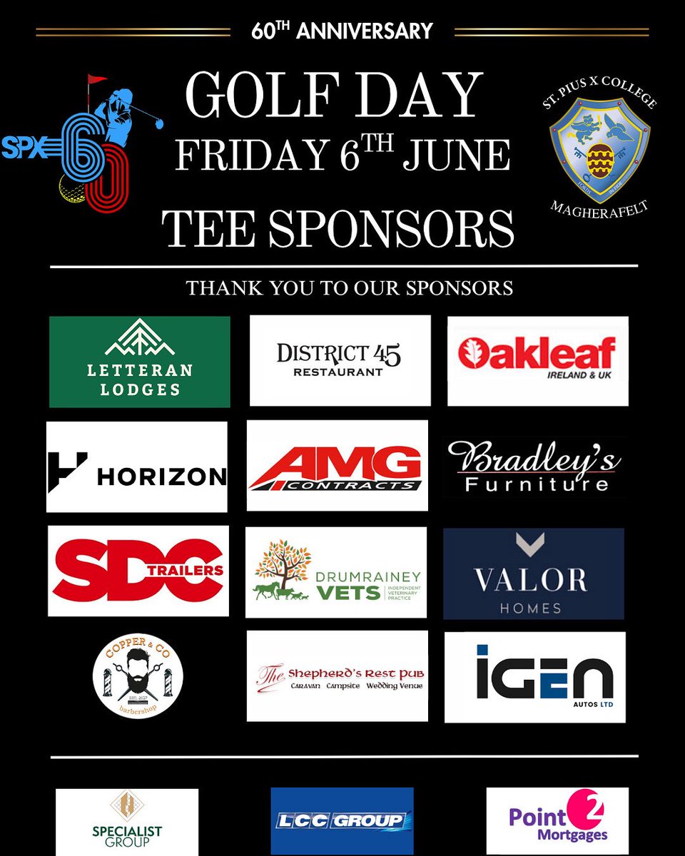 A Big Thank You to Our Golf Day Tee Sponsors! 

As we celebrate 60 incredible years of St. Pius X College, we want to extend our sincere gratitude to all the Tee Sponsors supporting our Anniversary Golf Day.

Your generosity &amp; support means the world to our school community.