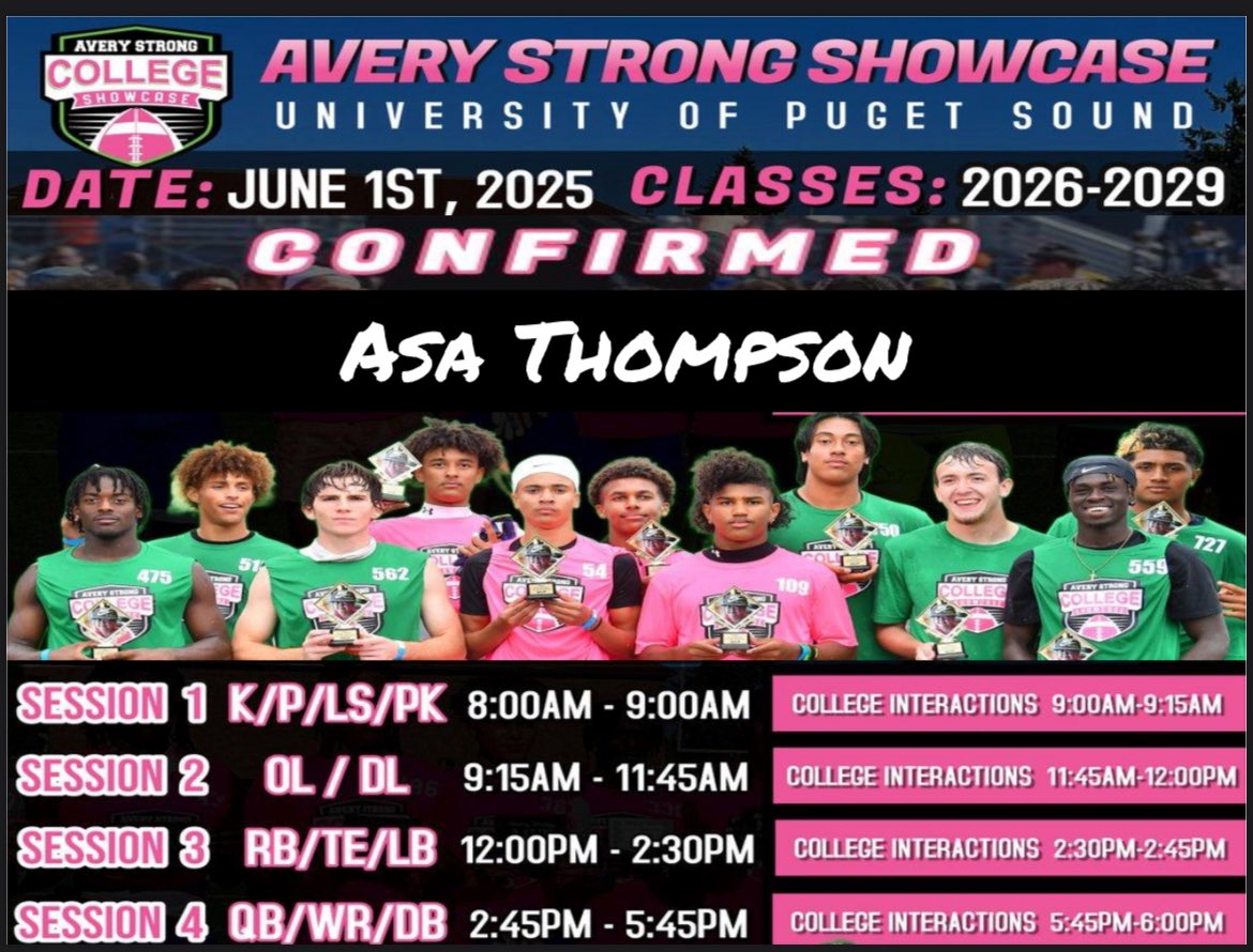 Asa S. Thompson (@asa_thompson5) on Twitter photo I will be attending Avery strong this upcoming sunday looking forward to competing. <a href="/B12PFootball/">Big12Performance</a> <a href="/BrandonHuffman/">Brandon Huffman</a> <a href="/AveryShowcases/">Avery Strong Showcases</a> I will be attending Avery strong this upcoming sunday looking forward to competing. <a href="/B12PFootball/">Big12Performance</a> <a href="/BrandonHuffman/">Brandon Huffman</a> <a href="/AveryShowcases/">Avery Strong Showcases</a>