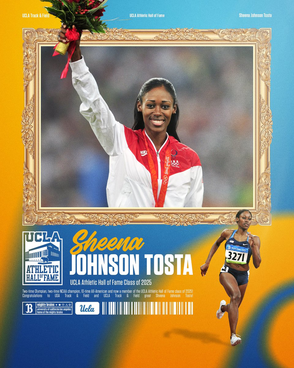 Two-time Olympian, two-time NCAA champion, 10-time All-American and now a member of the #UCLAHoF2025 class! Congratulations to <a href="/usatf/">USATF</a> and @uclatrack_field great Sheena Johnson Tosta!