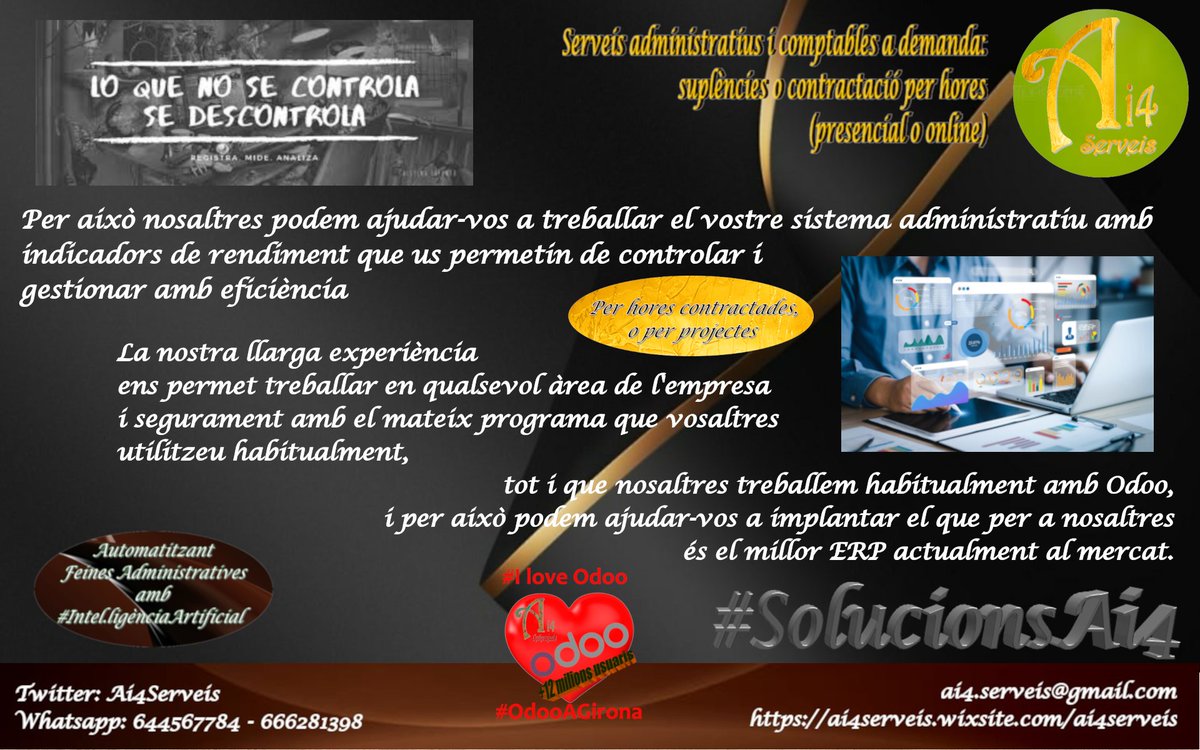 Ai4Serveis's tweet photo. El Benefici sostenible no és possible sense tenir clara la cadena de valor, anàlisi de riscos i oportunitats.
#Optimitzacio i #Productivitat eficients.
Els nostres professionals poden ajudar-vos. #Implicació.#CompromisAi4
Quedem? #SolucionsAi4 #ServeisAdministratiusADemanda https://t.co/FMkab02eaF
