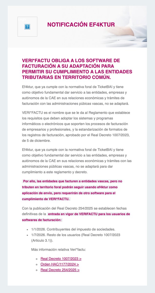 Hace un par de años tuve que emitir una factura al Gobierno Vasco. Solo una.

Yo no soy vasco ni suelo trabajar con el Gobierno Vasco, pero me obligaron a descargar, instalar y usar su exclusivo software «ef4ktur». Una aplicación de facturación específica del Gobierno Vasco.