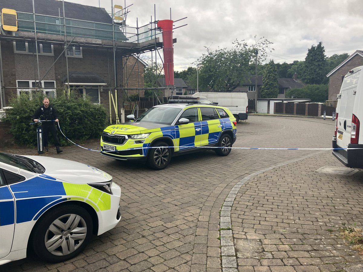 A police dog unit is leaving the scene. <a href="/MENnewsdesk/">Manchester News MEN</a>
