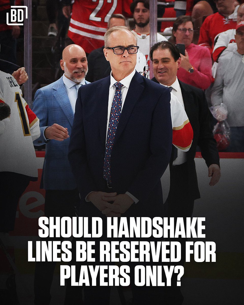 BarDown's tweet photo. Do you agree with Paul Maurice that handshake lines should be for the players, and not the coaches/staff? 🤔 https://t.co/yBtTxL3xJc