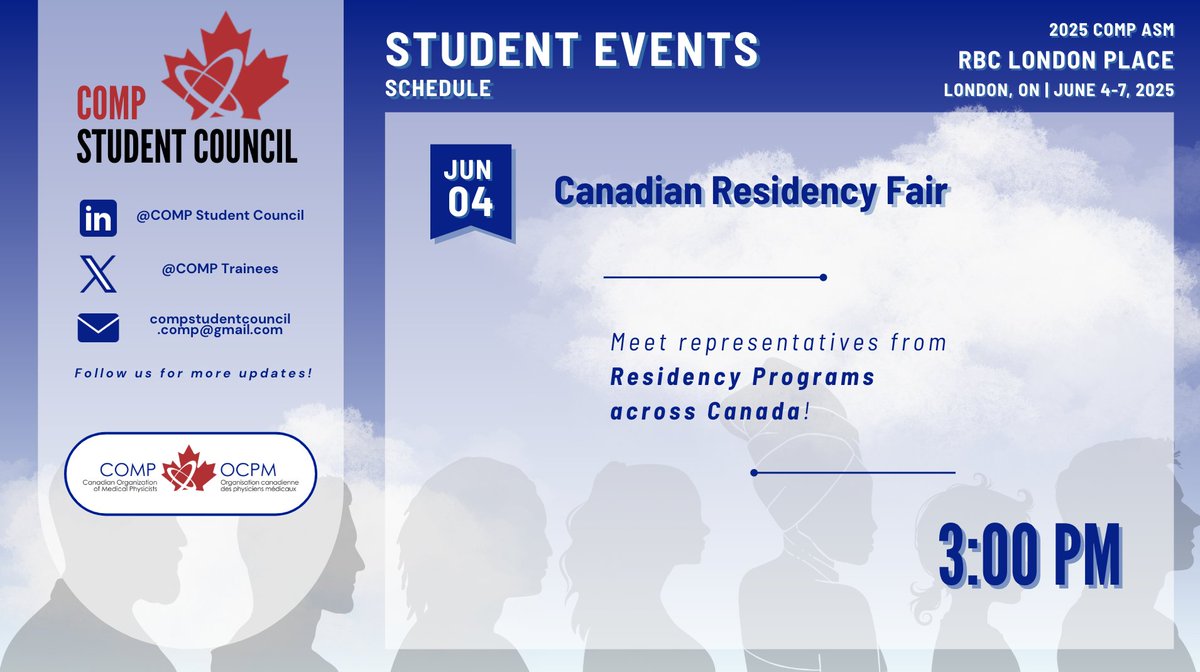 COMPTrainees's tweet image. π€ #COMP2025 Spotlight: Canadian Residency Fair!
π Meet programs from across π¨π¦, ask questions, and explore your next steps in medical physics π₯
π Donβt forget to visit the Student Council table for networking & student initiatives!
#MedPhysCanada #Residency #CareerDevelopment